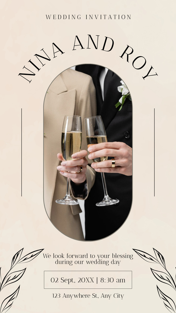 Wedding with Glasses of Festive Champagne Instagram Story – шаблон для дизайну
