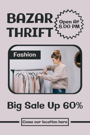 Szablon projektu Thrift fashion bazar grey Pinterest