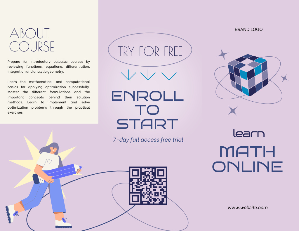 Designvorlage Offering Online Courses in Mathematics für Brochure 8.5x11in