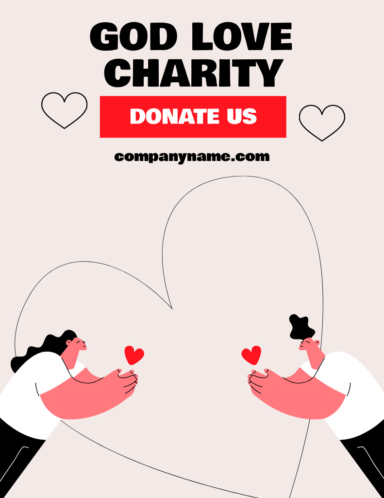 Plantilla de diseño de Charity Meeting Announcement with Hearts Poster 8.5x11in 