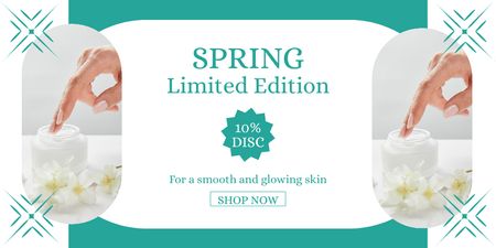 Collage with Spring Sale Skin Care Cosmetics Twitter Design Template