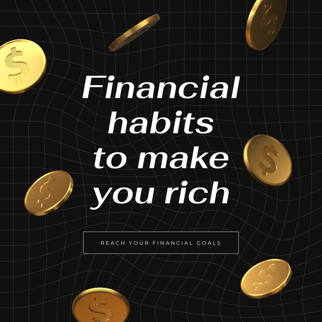 Financial Habits concept with Golden Coins Instagram Πρότυπο σχεδίασης