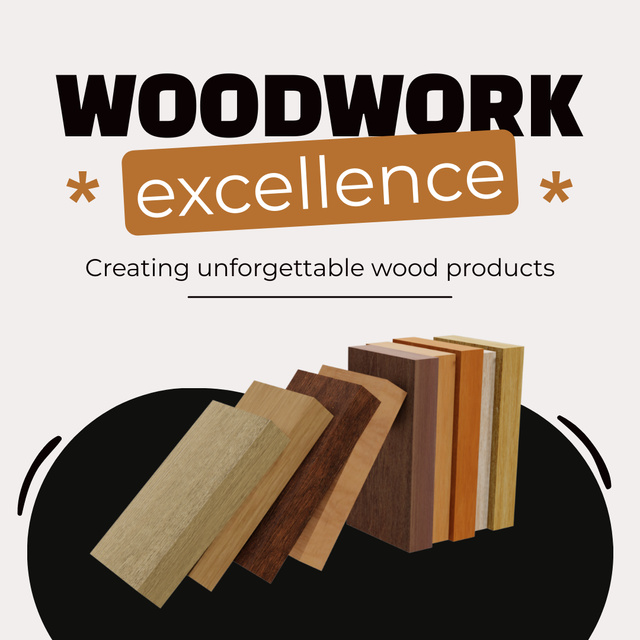Excellent Woodworking Service With Various Wood Samples Animated Post Modelo de Design