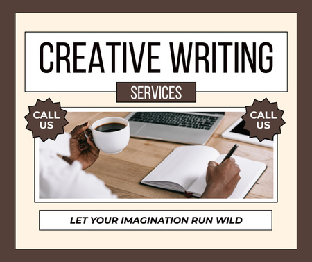 Fabulous Content Writing Services Offer With Slogan Facebook Design Template