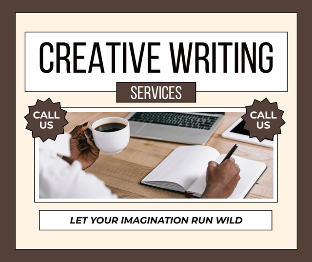 Template di design Fabulous Content Writing Services Offer With Slogan Facebook