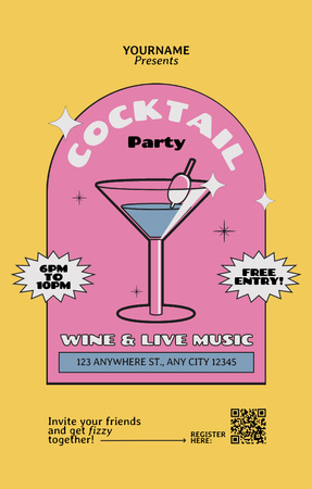 Template di design Cocktail party con musica dal vivo Invitation 4.6x7.2in