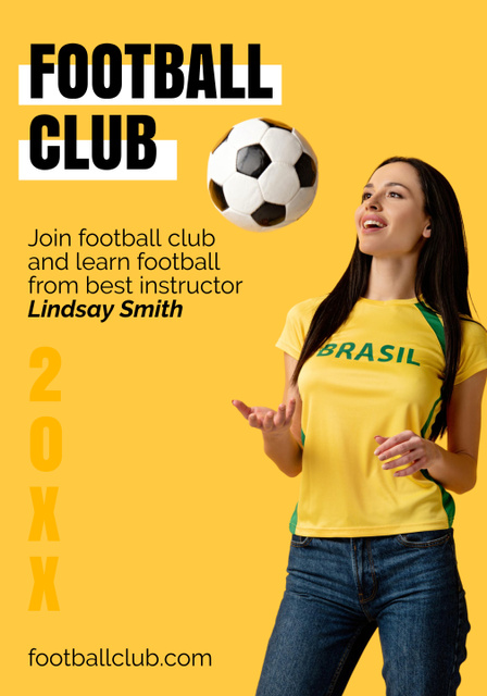 Football Club Ad with Attractive Woman Poster 28x40in Šablona návrhu