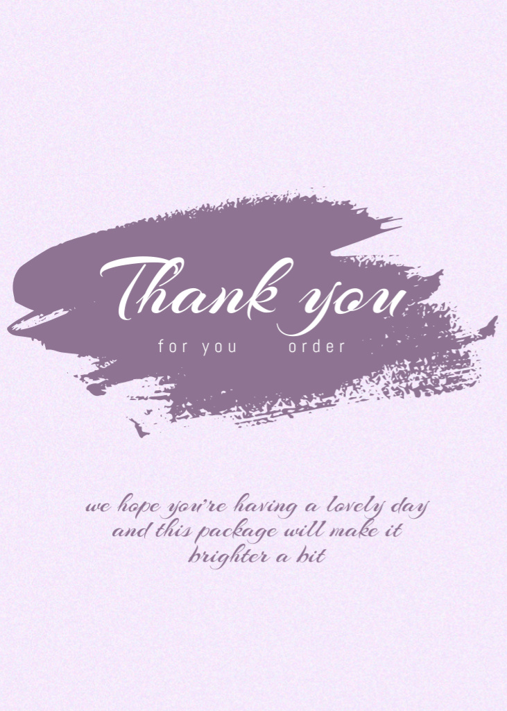 Ontwerpsjabloon van Postcard 5x7in Vertical van Thank You Text on Calm Pastel Purple