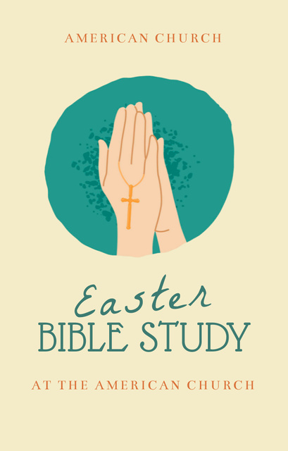 Easter Bible Study Announcement With Cross Invitation 4.6x7.2in Design Template