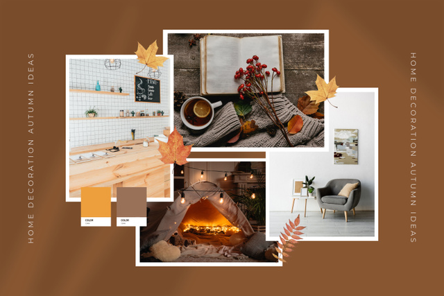 Home Decoration Autumn Ideas  Mood Board Design Template