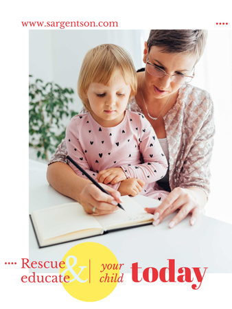 Mother teaching her daughter Poster US Design Template