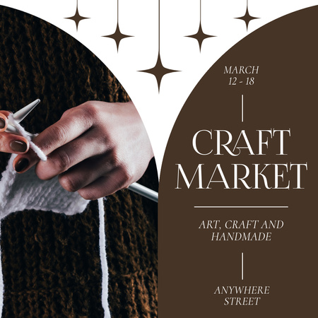 Knitting Yarn Craft Market Announcement Instagram Design Template