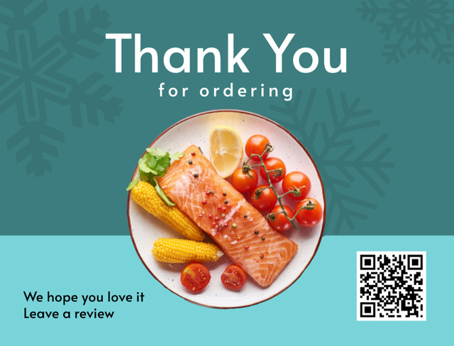 Plantilla de diseño de Tasty Dish with Salmon and Tomatoes Postcard 4.2x5.5in 