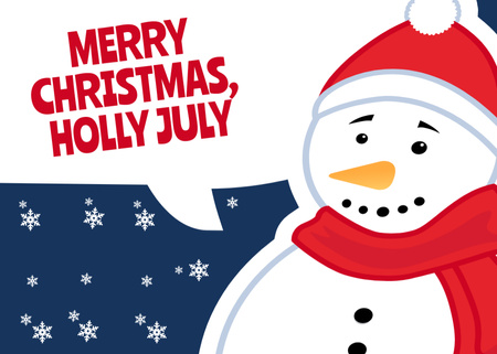 Cute Snowman for Christmas in July  Postcard 5x7in Design Template