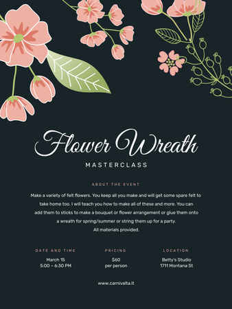 Masterclass of Flower Wreath making Annoucement Poster US Design Template