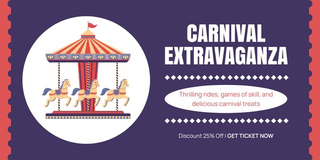 Ontwerpsjabloon van Twitter van Amusement Park Carnival With Carousels At Lowered Costs