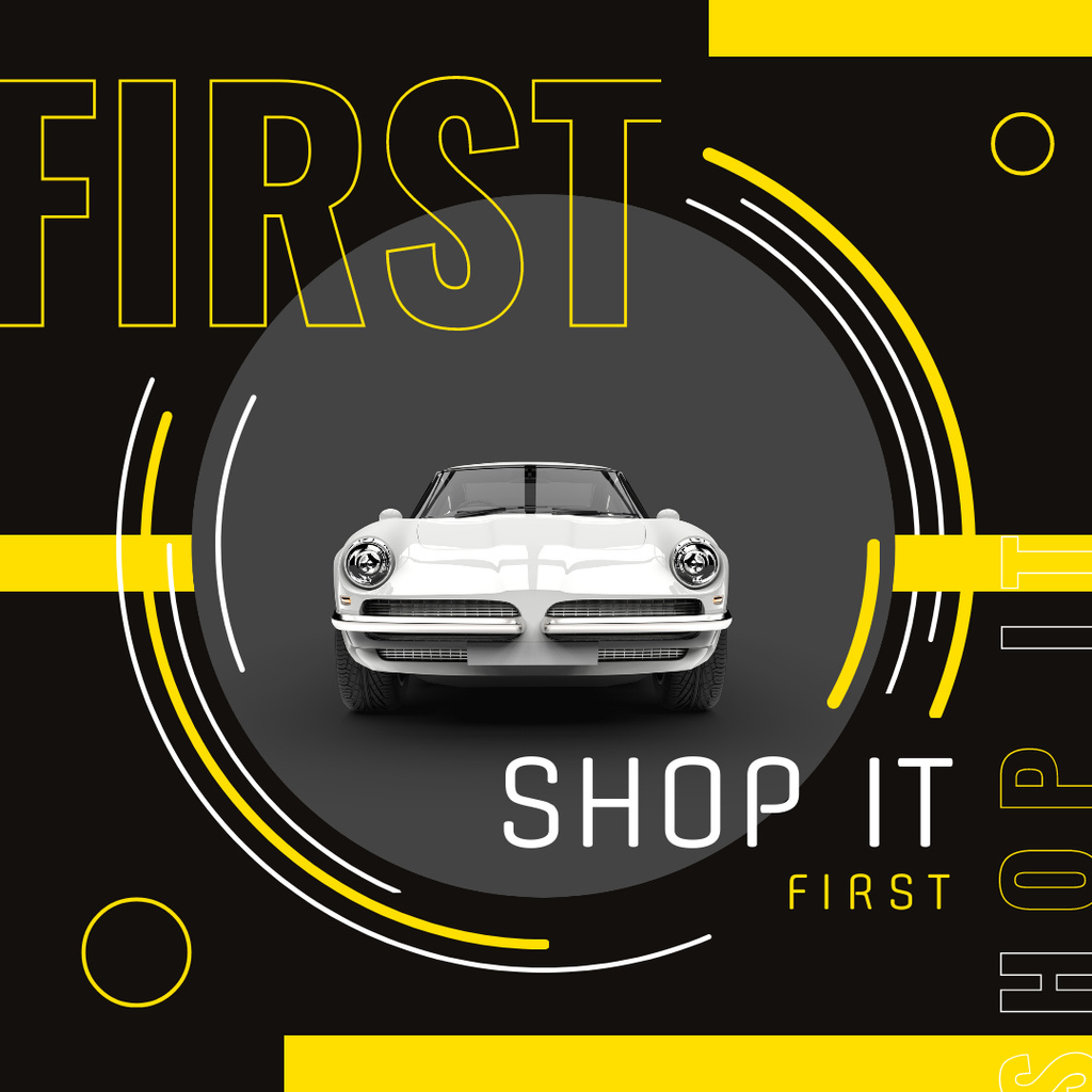 Sale Offer with Shiny white car Instagram Modelo de Design