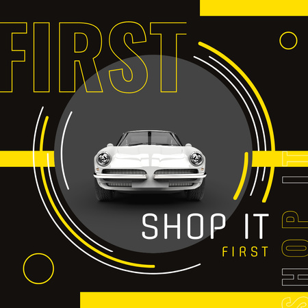 Parlak beyaz araba ile Satış Teklifi Instagram Tasarım Şablonu