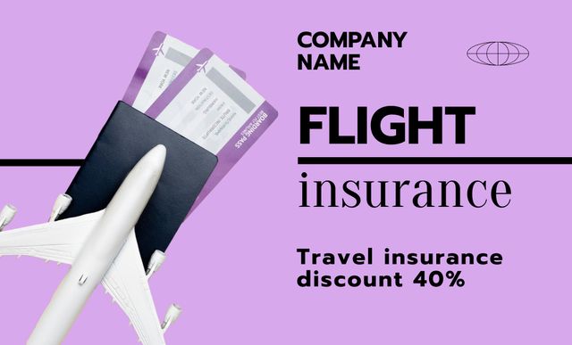 Flight Insurance Discount Offer Business Card 91x55mm Design Template