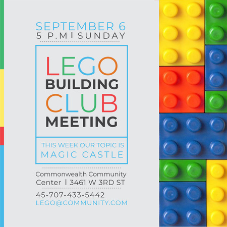 Lego Building Club Meeting Instagram Modelo de Design