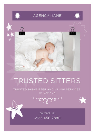Trusted Babysitting Service Promotion Poster tervezősablon