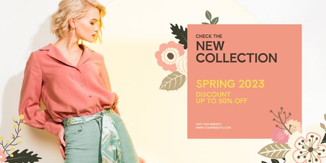 New Spring Collection Sale Offer Twitter Design Template