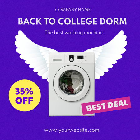 Venda de Máquinas de Lavar para Dormitórios de Estudantes Instagram AD Modelo de Design