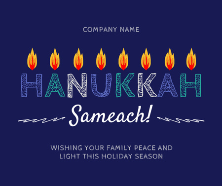 Wishing a Happy Hanukkah Celebration With Lights Facebook Design Template