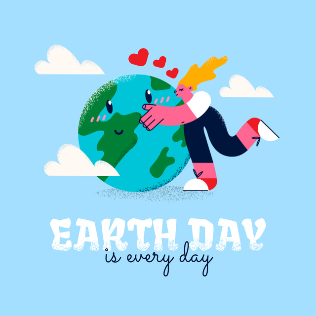 Plantilla de diseño de World Earth Day Announcement with Illustration of Planet Animated Post 