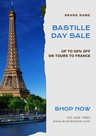 Bastille Day Sale Announcement Poster A3 tervezősablon