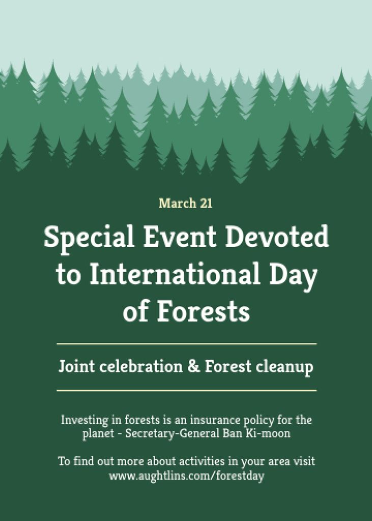 International Day of Forests Event Announcement in Green Invitation Design Template