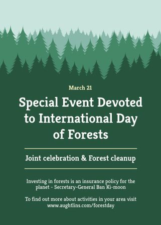 International Day of Forests Event Announcement in Green Invitation Design Template