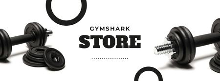 Designvorlage Gym Equipment Store Offer with Dumbbells für Facebook cover