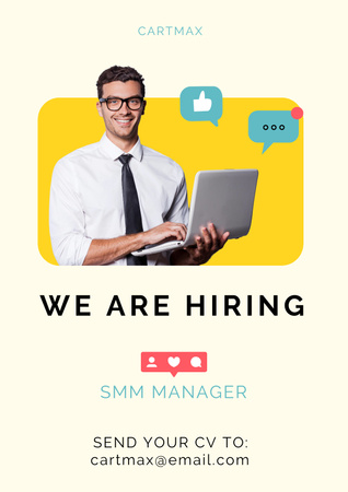 Poster Hiring SMM manager Poster Design Template