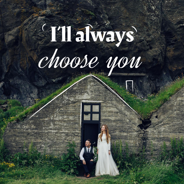 Romantic Couple celebrating Wedding on Nature Instagram – шаблон для дизайна
