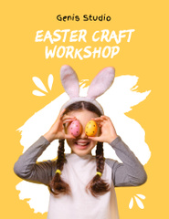Easter Workshop Announcement with Cheerful Little Girl