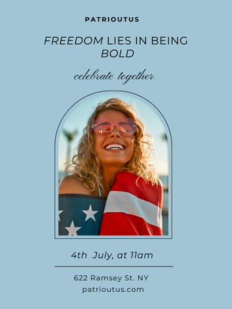 Phrase about Freedom in Honor to USA Independence Day Poster US Design Template