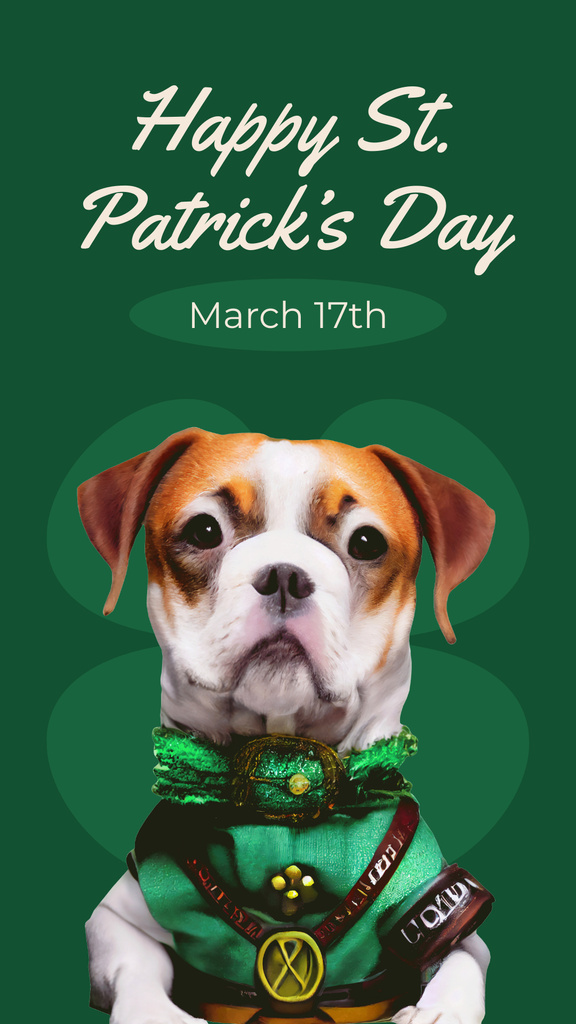 Happy St. Patrick's Day Greetings with Cute Puppy Instagram Story Design Template