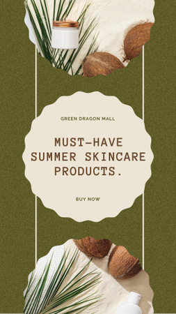 Summer Skincare Ad on Green Instagram Video Story Design Template