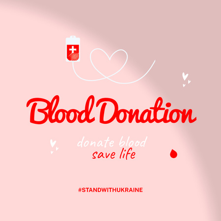 Designvorlage Motivation zur Blutspende auf Rot für Instagram