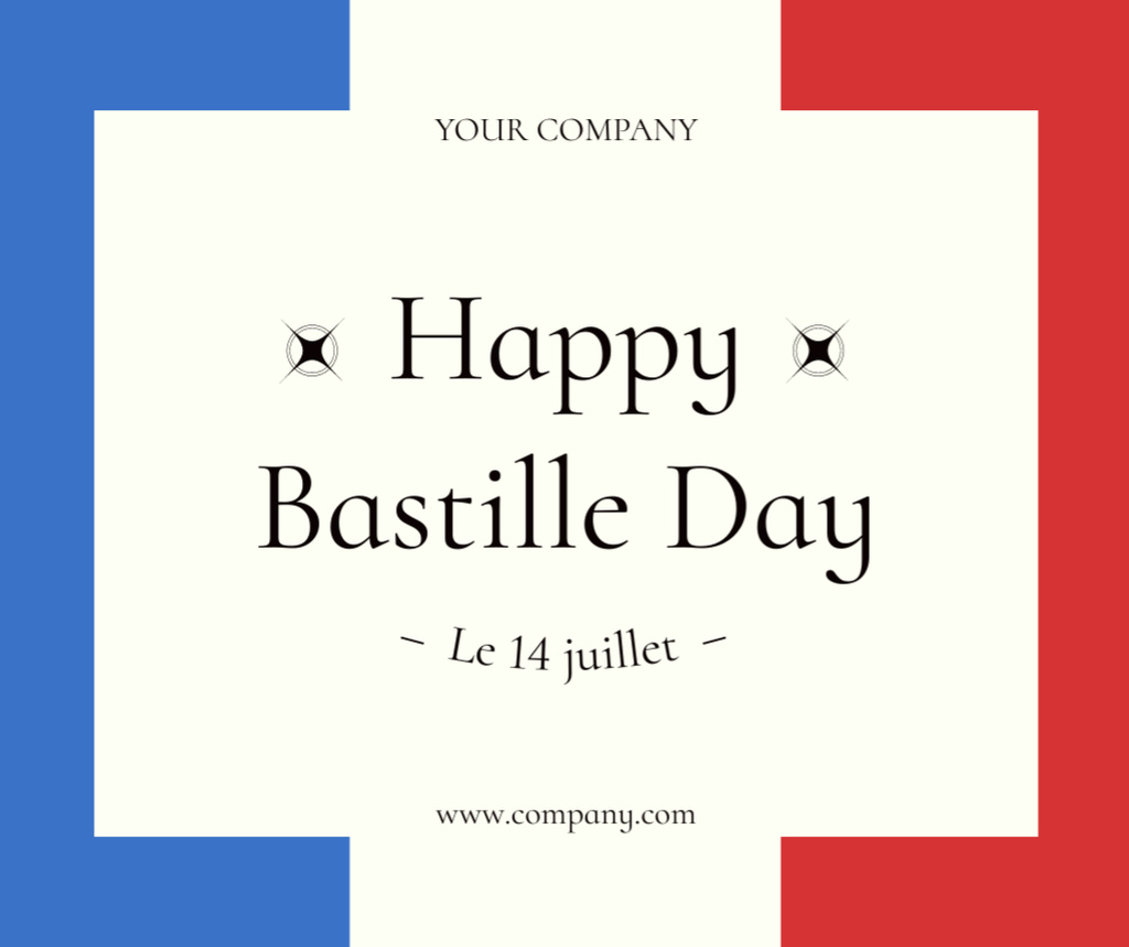 Bastille Day Holiday Greeting Facebook Design Template