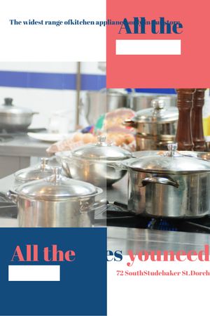 Kitchen Utensils Store Ad Pots on Stove Tumblr Šablona návrhu