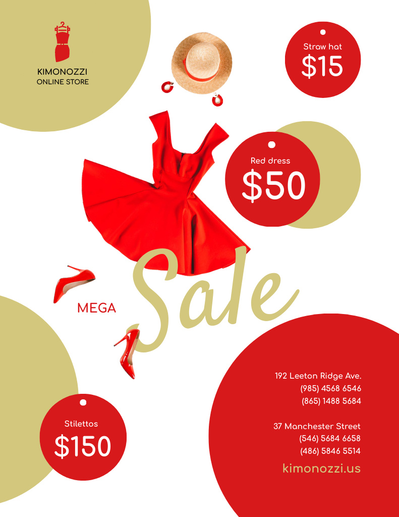 Fashionable Clothes Offer At Discounted Rates With Outfit in Red Poster 8.5x11in Design Template