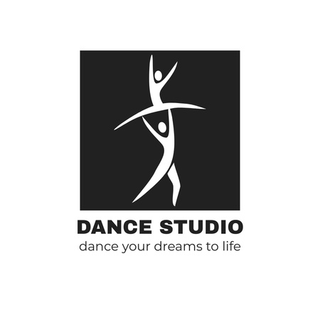 Dance Studio Ad with Icons of Dancers Animated Logo Design Template
