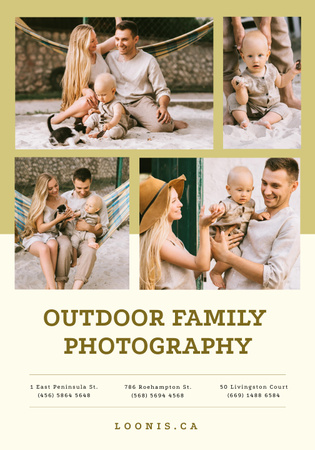 Photo Session Offer with Happy Family with Baby Poster 28x40in Design Template