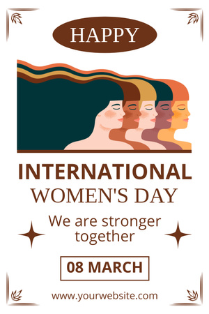 International Women's Day with Powerful Inspiration Pinterest Tasarım Şablonu