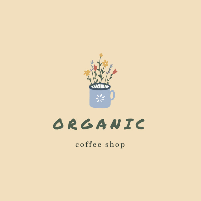 Organic Coffee Shop Logo Tasarım Şablonu