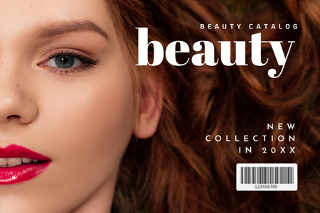 Beauty Products Catalog with Woman Flyer 4x6in Horizontalデザインテンプレート