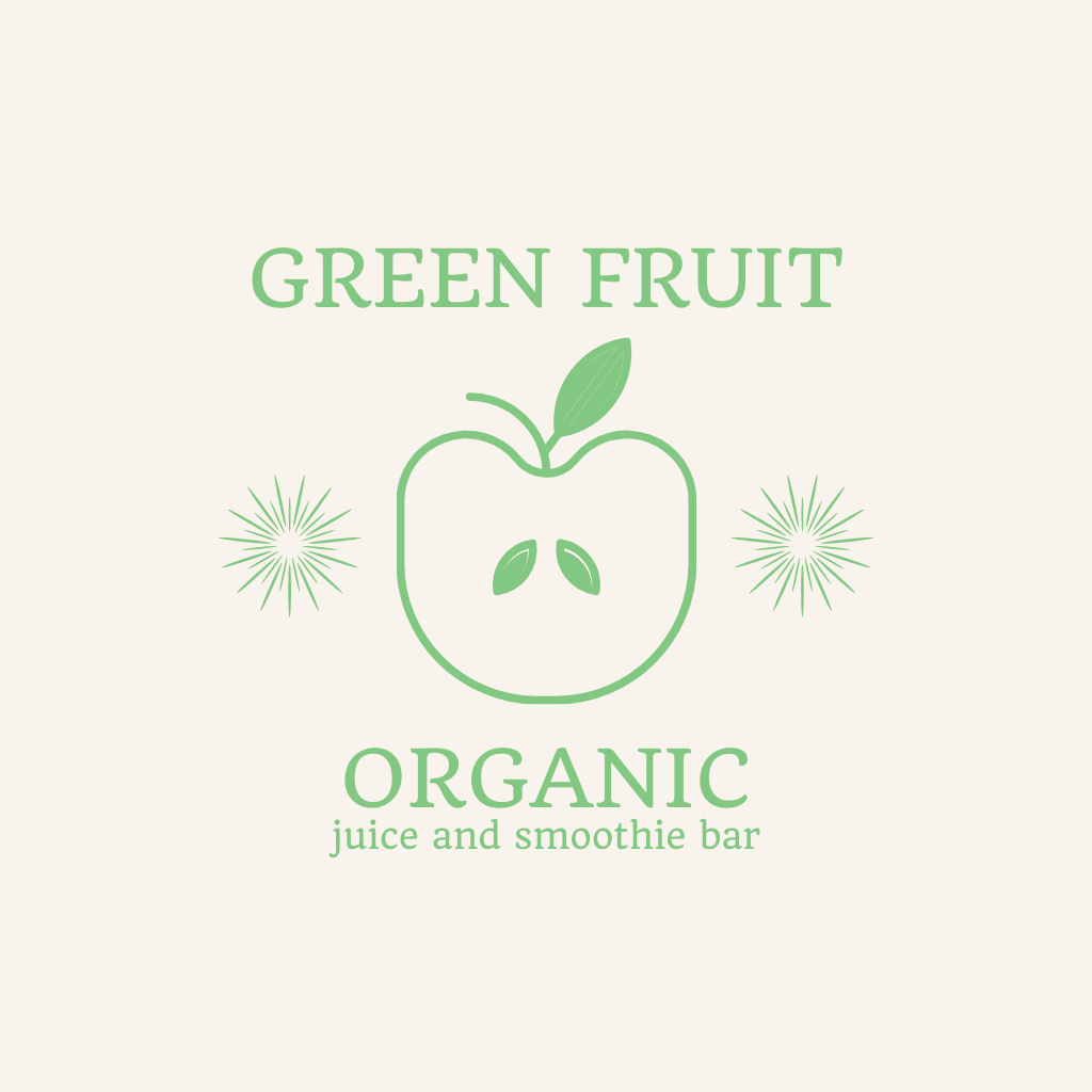 Juice and Smoothie Bar Ad with Green Apple Logo Design Template