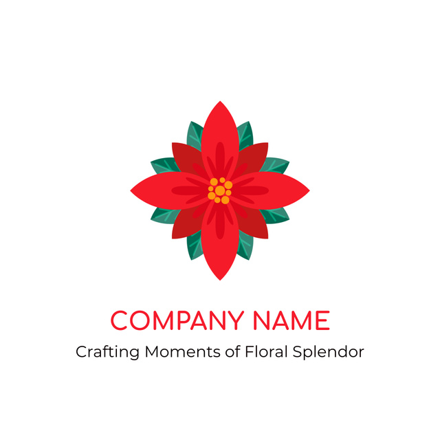 Emblem of Flower Design Service Animated Logoデザインテンプレート